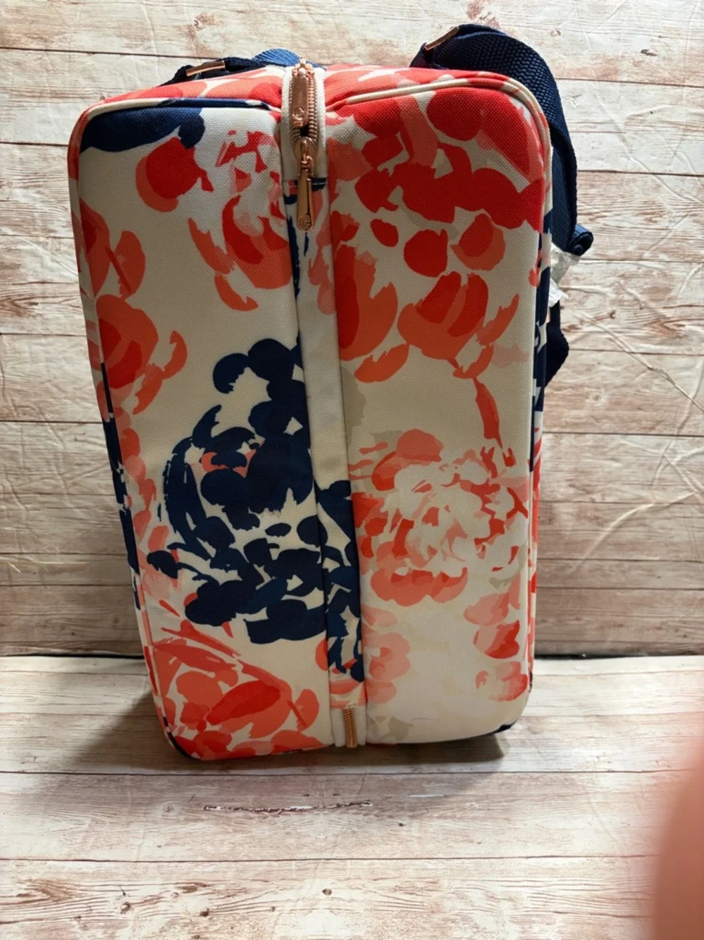 Happy Glamper Picnic Set with Floral Cooler, Glasses & Orange Napkins